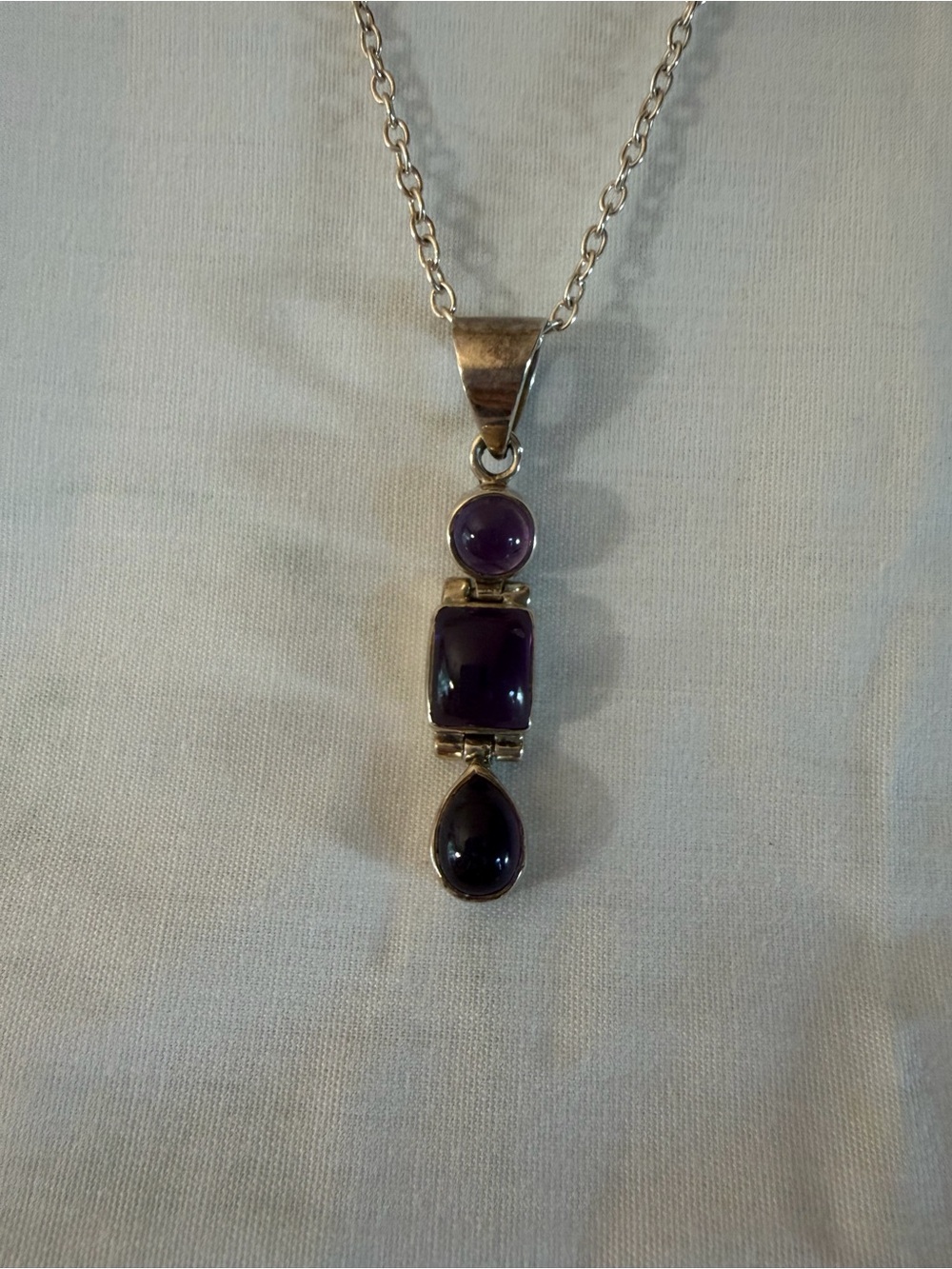 Aryo Vintage Silver Amethyst Necklace Gorgeous Purple 925 Silver with Chain
